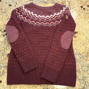Fjallraven Women's Sweater in Burgundy and White